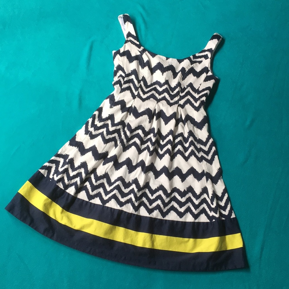 Navy and White Chevron Dress